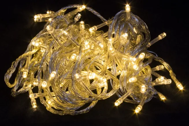 Світлодіодна гірлянда 100 LED прозорий провід теплий білий