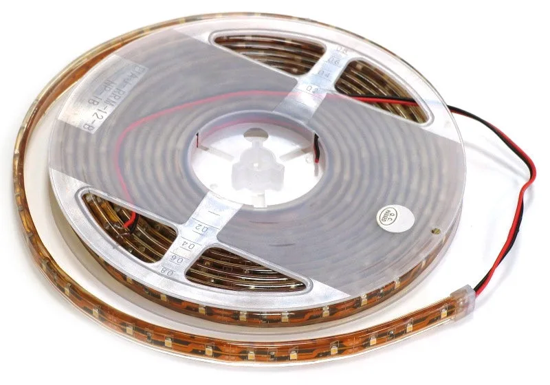 Світлодіодна стрічка вологозахищена теплий відтінок 12V 4.8W 3528 WW IP65 1m (BY-008/60) фото 3