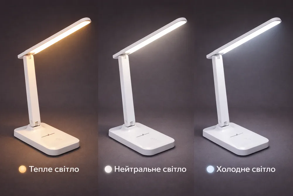 Настільна світлодіодна лампа сенсорна від usb 3 режима світла SL-127 5W CCT LED WH фото 7