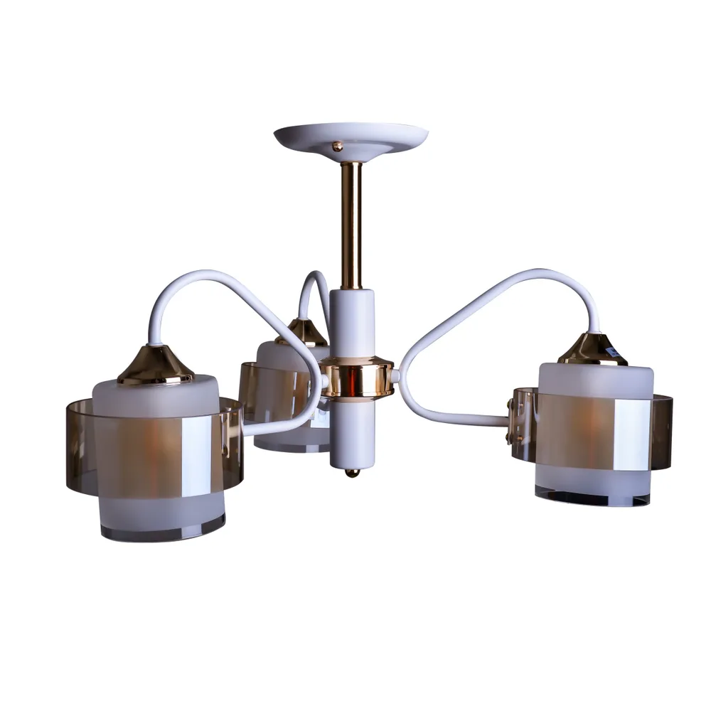 Люстра стельова сучасна з 3 плафонами LK-729S/3 E27 WH+FG