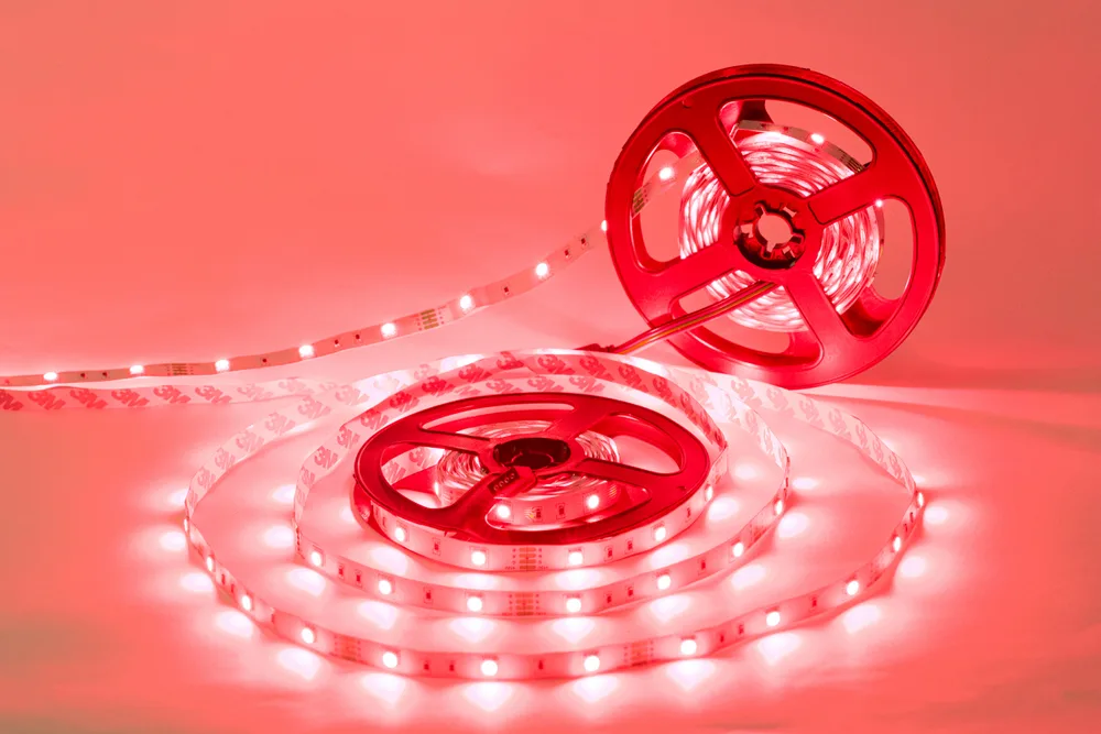 Кольорова LED стрічка негерметична 12V 3.6W 12V 2835 RGB PCB IP20 1m (BY-030/60) фото 6