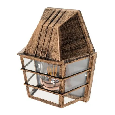 Світильник настінний фасадний накладний IP33 GL-109 AМ AB 60W коричневий фото 1