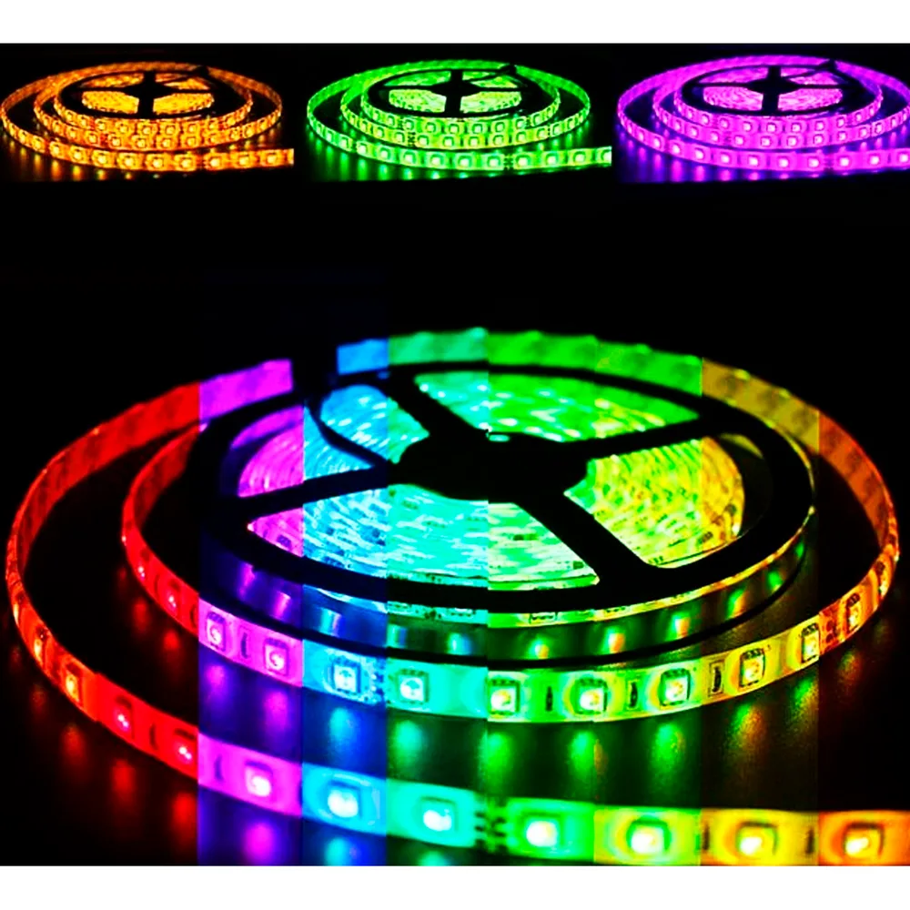 Кольорова LED негерметична стрічка 12V 7.2W 5050 WHITE PCB RGB IP20 1m (BY-024/30)