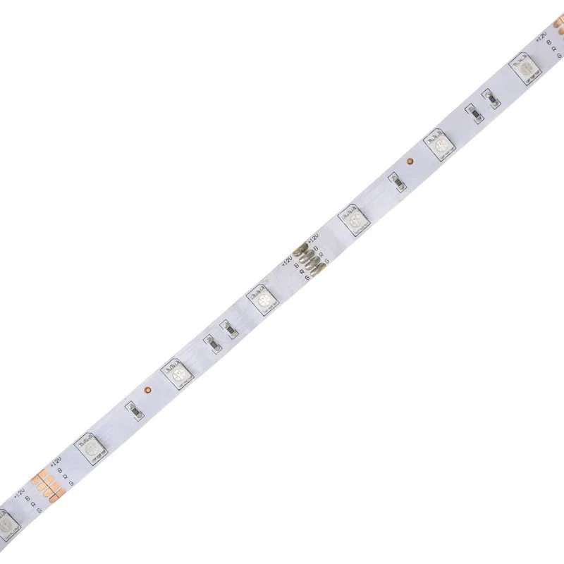 Кольорова LED негерметична стрічка 12V 7.2W 5050 WHITE PCB RGB IP20 1m (BY-024/30) фото 3